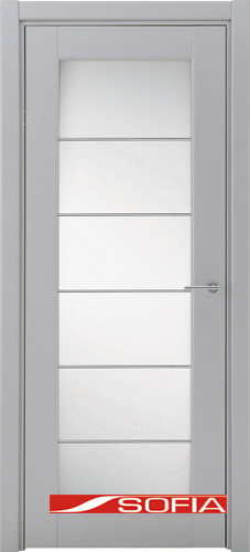 Межкомнатная шпонированная дверь SOFIA Алюминий (02) 02.05 600 со стеклом