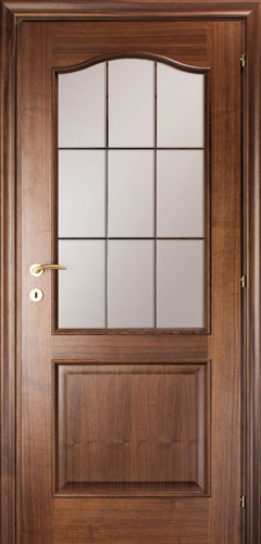 Межкомнатная шпонированная дверь Mario Rioli Primo Amore Черный орех 111C 636 мм со стеклом