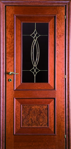 Межкомнатная шпонированная дверь Mario Rioli Arboreo Вишня Амбра 111 636 мм со стеклом