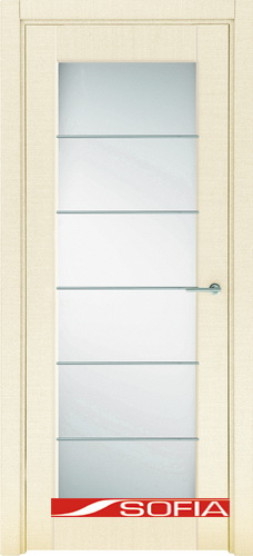 Межкомнатная шпонированная дверь SOFIA Белый клен (17) 17.05 600 со стеклом