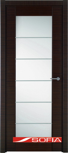 Межкомнатная шпонированная дверь SOFIA Орех каналетто (19) 19.05 600 со стеклом
