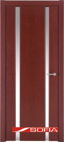 Межкомнатная шпонированная дверь SOFIA Махагон (25) 25.02 600 со стеклом