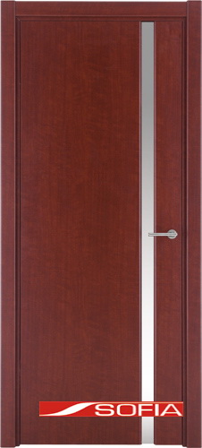 Межкомнатная шпонированная дверь SOFIA Махагон (25) 25.04 600 со стеклом