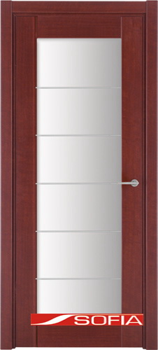 Межкомнатная шпонированная дверь SOFIA Махагон (25) 25.05 600 со стеклом