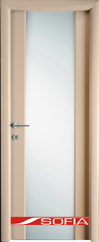 Межкомнатная шпонированная дверь SOFIA Выбеленный дуб (31) 31.01 600 со стеклом