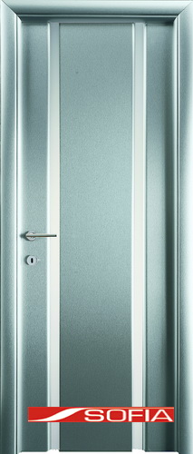 Межкомнатная шпонированная дверь SOFIA Металлик (41) 41.02 600 со стеклом