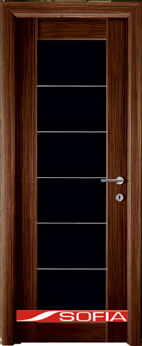 Межкомнатная шпонированная дверь SOFIA Эбеновое дерево (51) 51.05 600 со стеклом