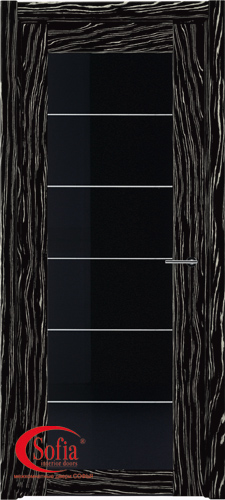 Межкомнатная шпонированная дверь SOFIA Макассар (53) 53.05 600 со стеклом