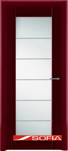 Межкомнатная шпонированная дверь SOFIA Красный лак (77) 77.05 600 со стеклом
