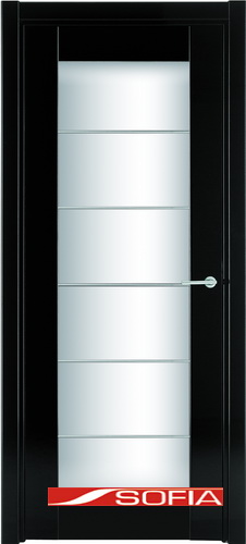 Межкомнатная шпонированная дверь SOFIA Черный лак (79) 79.05 600 со стеклом